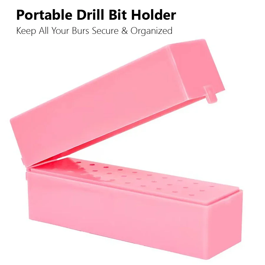 30-Slot Nail Drill Bit Storage Case, Portable Organizer & Display Stand for Nail Art Burs, Salon Accessories