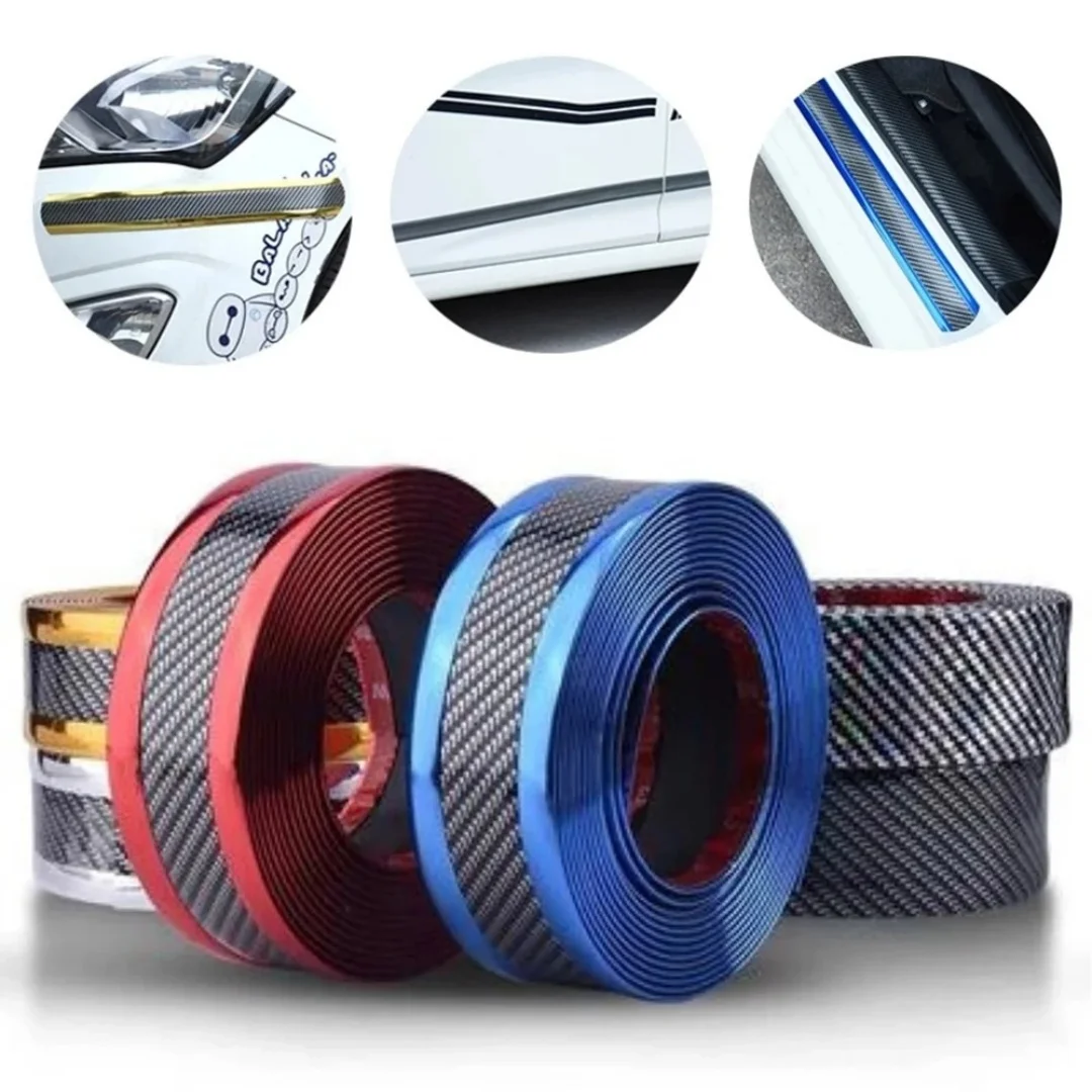 Automotive Door Multi color Anti Step Pedal Decoration Carbon Fiber Pattern Bumper Door Edge Anti Collision Protection Strip