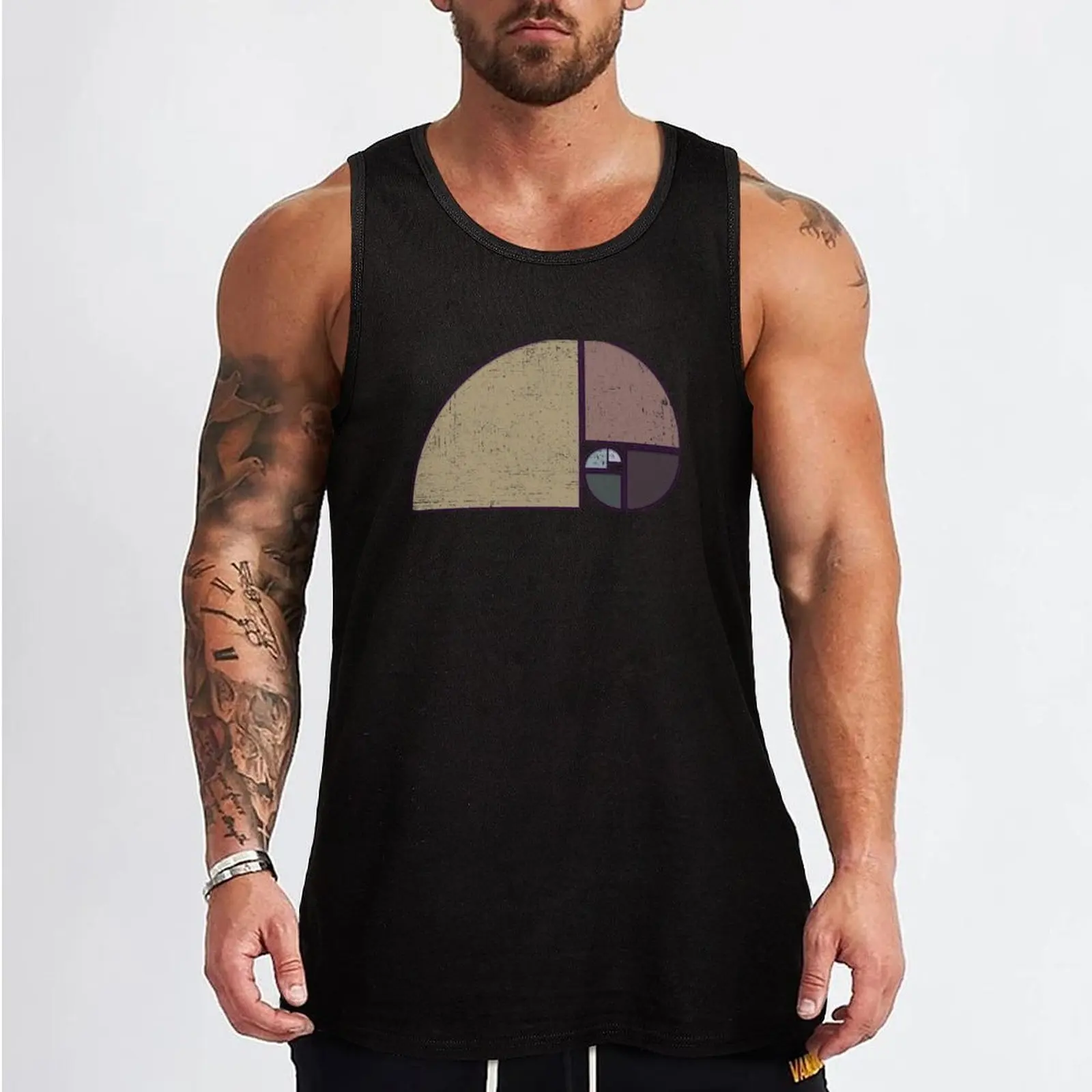 Fibonacci - The Golden Spiral in Geometry with Earth tones Tank Top Gym T-shirts for men gym t-shirts man