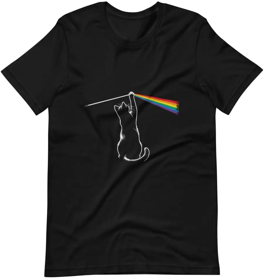 cat hunting light prism rainbow  Tees Y2K tops Unisex Summer Short Sleeve