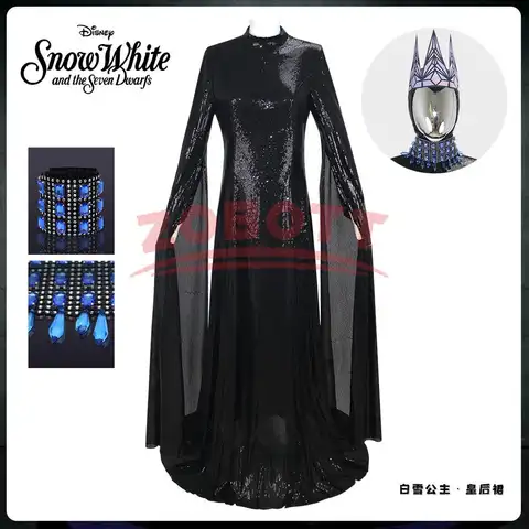 Evil Queen Cosplay Styvmor Kostym Film Snö Cos Vita Kvinnor Svart Lång Klänning Kronhalsband Outfits Halloween Kostym 6 best sales ond drottning kostym - №4
