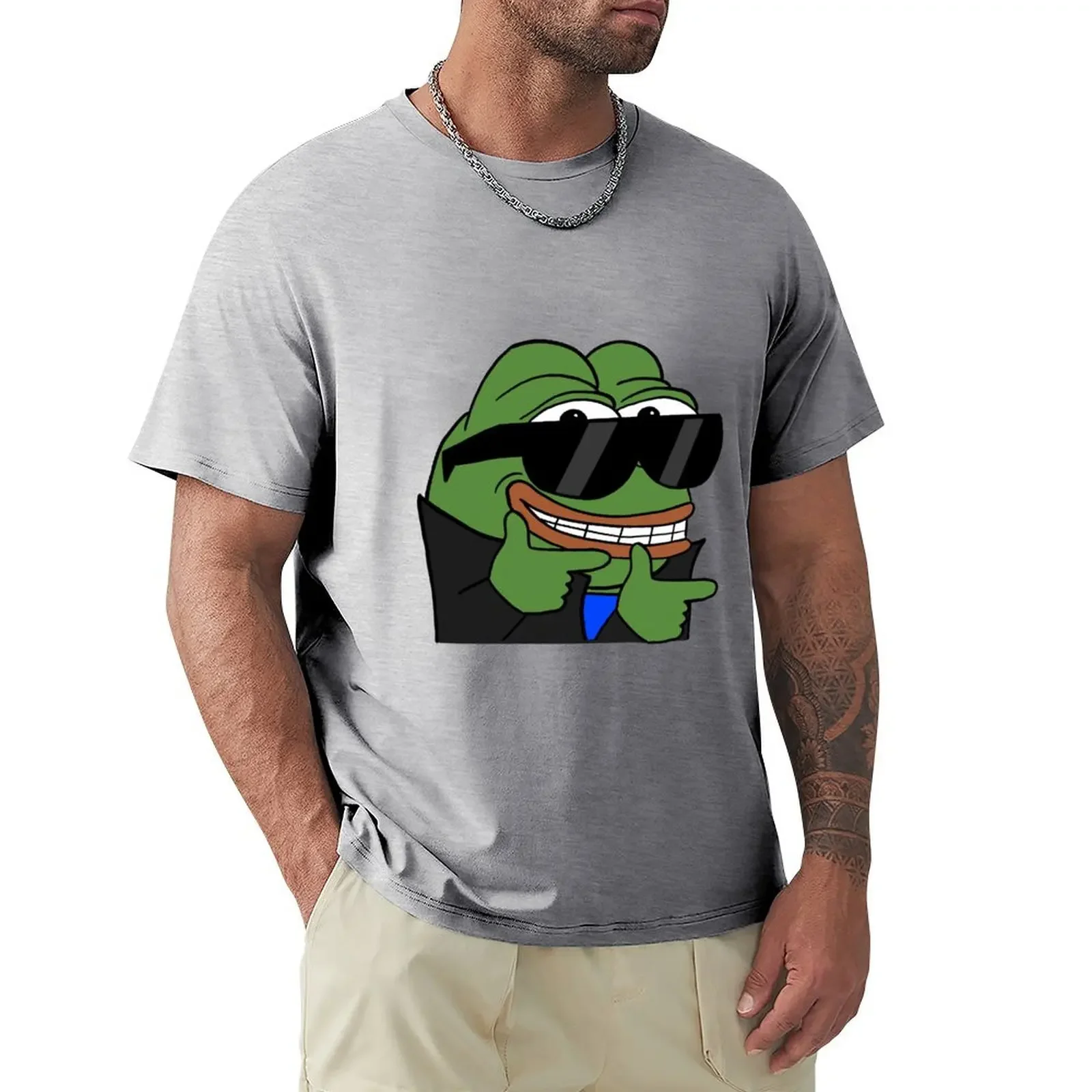 pepe cool finger guns T-Shirt Short sleeve tee Blouse slim fit t shirts for men