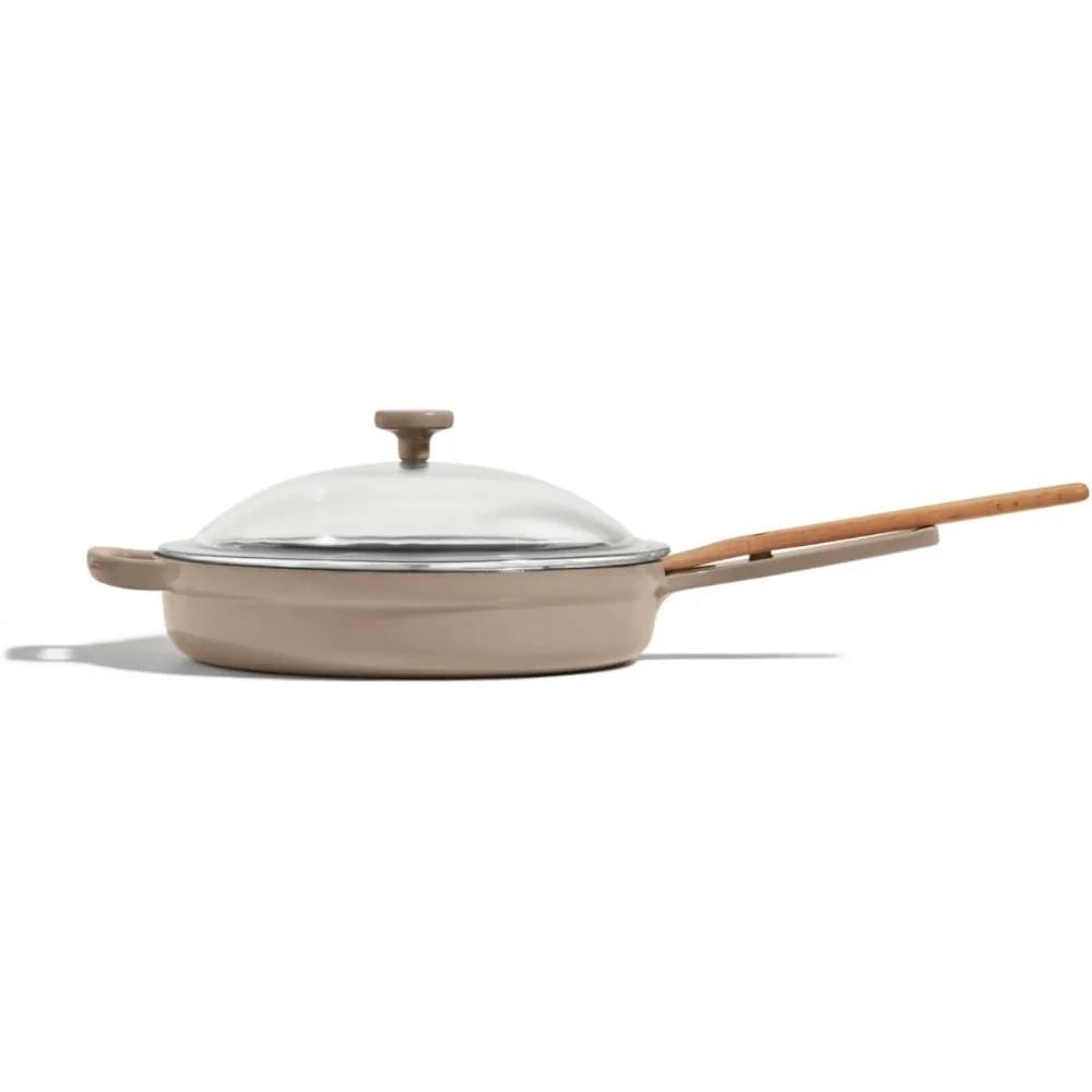 

Premium Enameled, Toxin-Free Surface ,8-in-1 Multifunctional Cookware System,Lid, Handle Covers , Heavy Duty Skillet