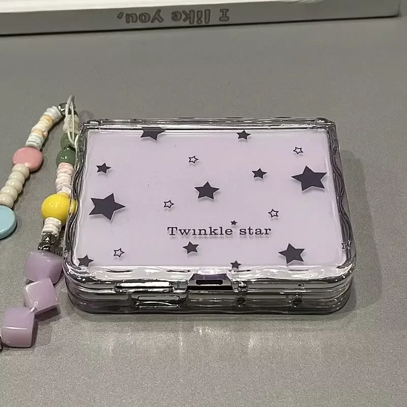Kawaii Purple Star Clear Phone Case For Samsung Z Flip7 Flip6 Flip5 / Xiaomi Mix Flip / OPPO N3 Flip Magnetic Hinge Protective