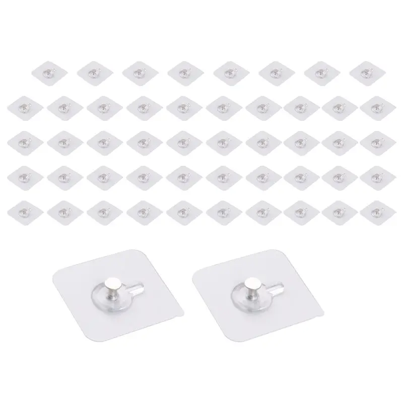B03C-Wall Hangers Without Nails Wall Hooks For Hanging 50 Packs Adhesive Wall Hooks Picture Hangers For Living Room