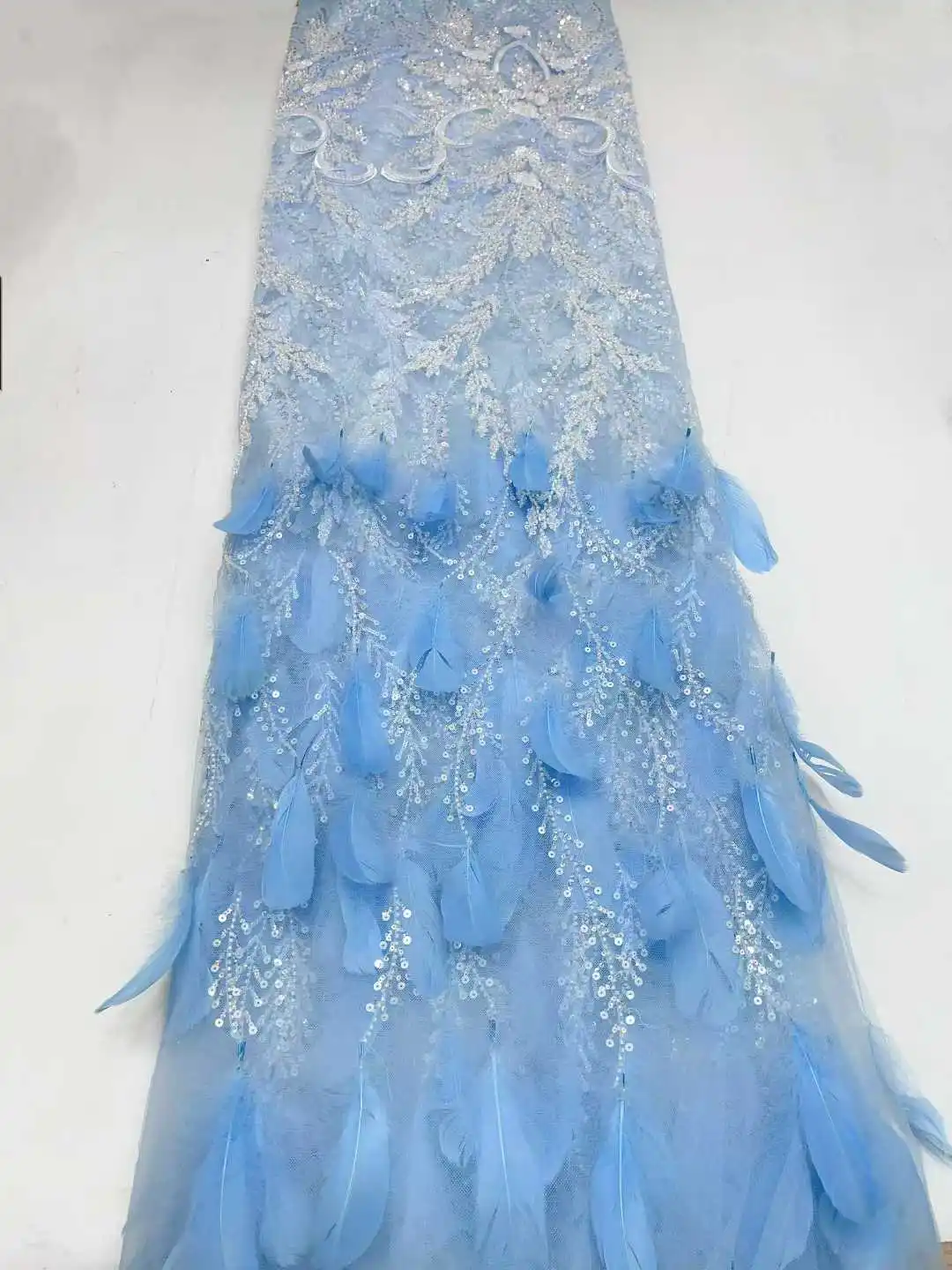 

Роскошное 3D кружево с перьями, блестящие блестки, сетчатое кружево, тюль, швейцарское, невеста, свадебная вечеринка, шитье, высочайшее качество, 2025 г.