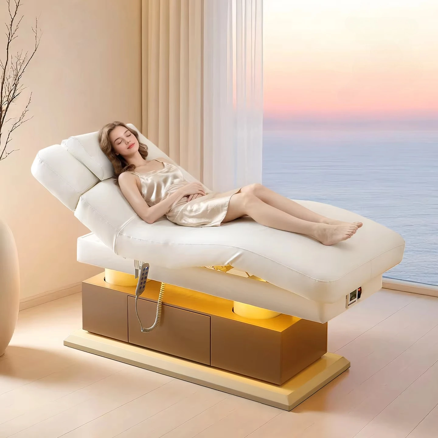 YINGPAI Luxury 4 Motors Electric Beauty Bed with Hidden Drawer Storage Heated Treatment Table Factory Spa Massage Couch USB Port