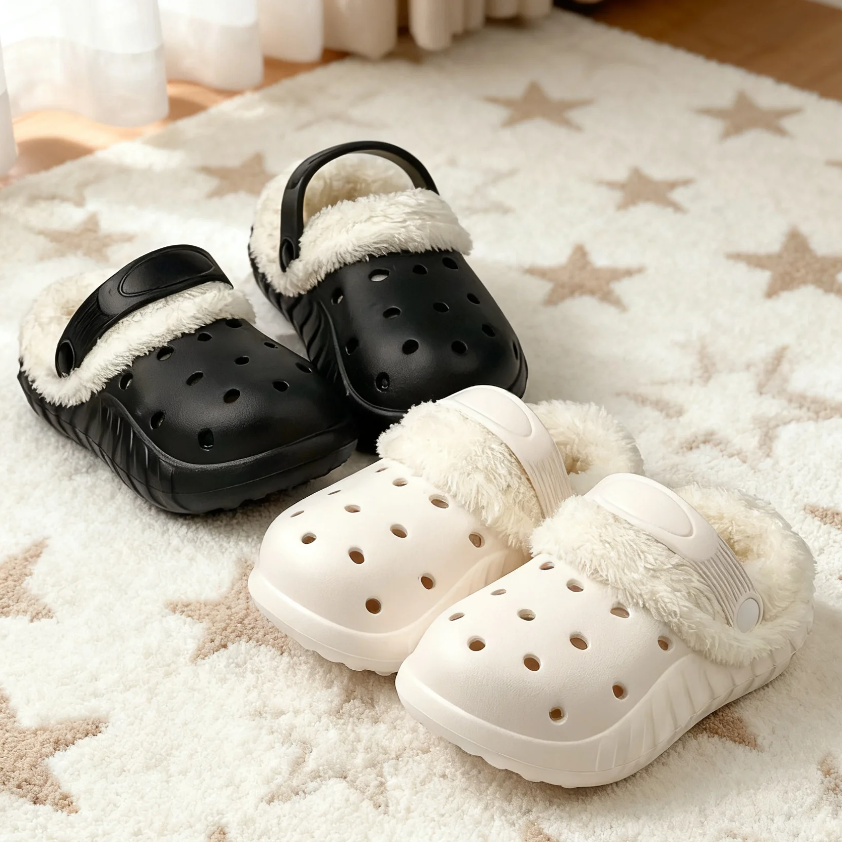 Nuove scarpe con buco caldo in velluto cartone animato per bambini, pantofole in cotone da uomo con suola morbida per bambini grandi