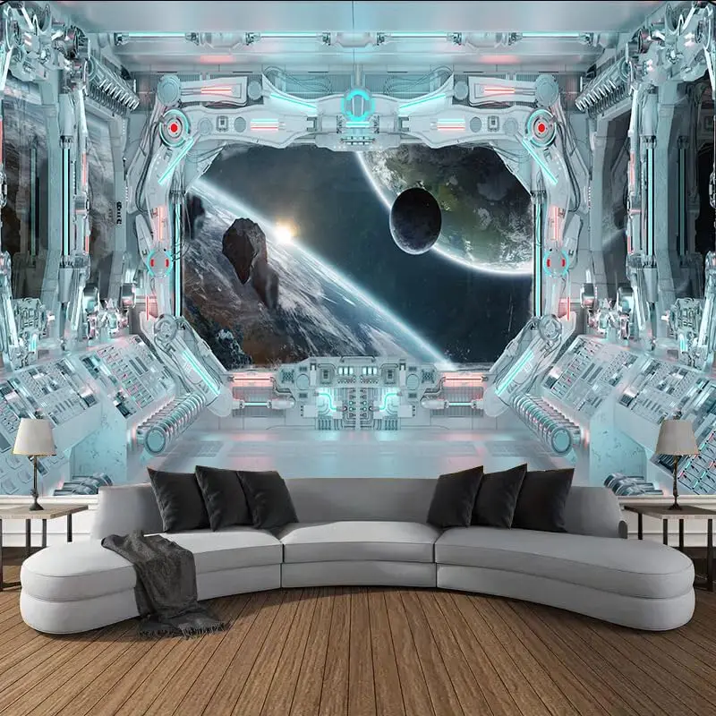 Astronaut Space Tapestry Cosmic Planet Nebula Wall Art Psychedelic Decor for Bedroom Gaming Room Party Gift
