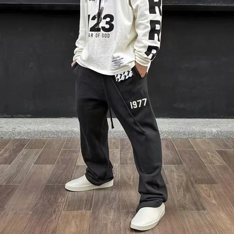 العصرية FOG العلامة التجارية 1977 مستقيم الساق سراويل تقليدية فضفاضة تناسب تنوعا الخريف/الشتاء أساسيات للرجال والنساء مبطنة بالصوف Tro #4