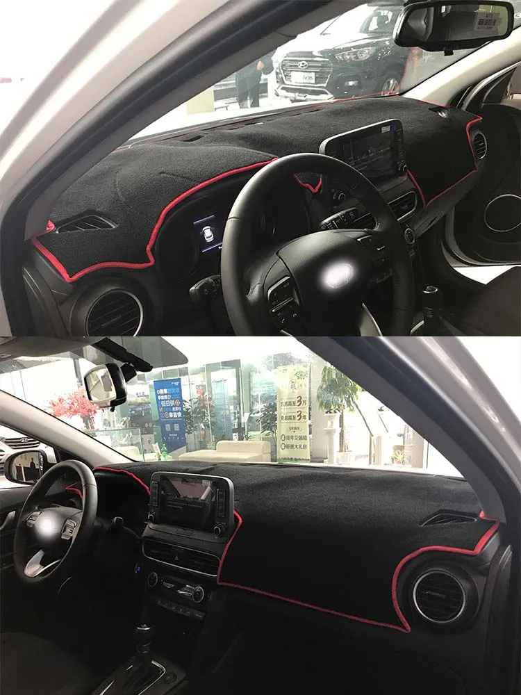 Para Hyundai Kona OS Encino estilo de coche Dashmat cubierta de tablero Panel de instrumentos aislamiento protector solar almohadilla protectora adornos