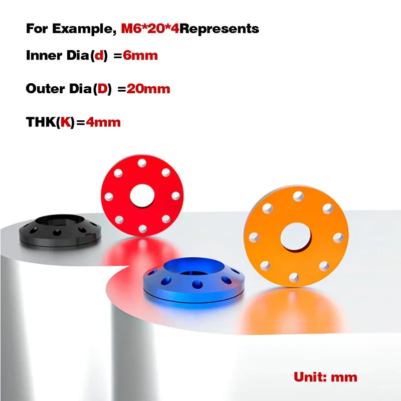 Colorful Aluminum Decorative Washer Eight Hole Disc Gasket for Motorcycle Bicycle Personalized Modification and Styling M6 M8