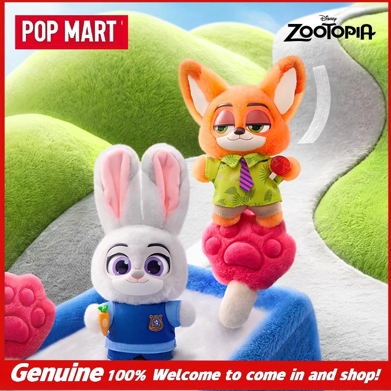 Genuine Pop Mart Disney Zootopia Ace Duo Series Fluffy Pendant Blind Box Cute Collectible Soft Judy Nick Figure Birthday Gift