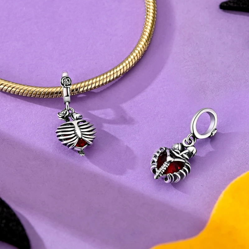 925 Sterling Silber Halloween Charm-Perlen Kürbis Totenkopf Hexe Geist Schwarze Katze Anhänger Passend für Halsketten Armbänder Damen Schmuck Geschenk – Detail 22