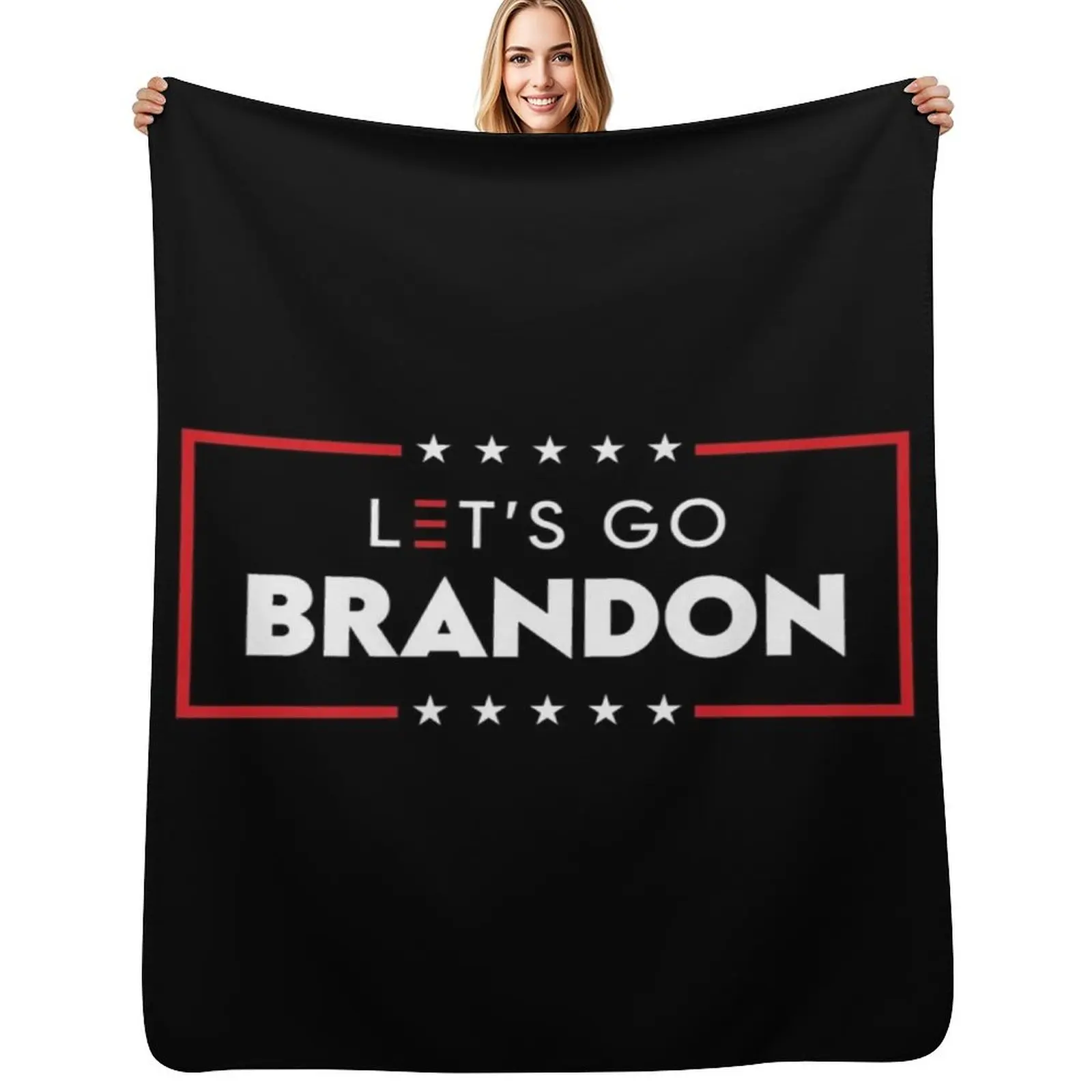 Let's Go Brandon Funny Meme Premium Throw Blanket Warm Flannel Blanket for Couch Chair Bedroom