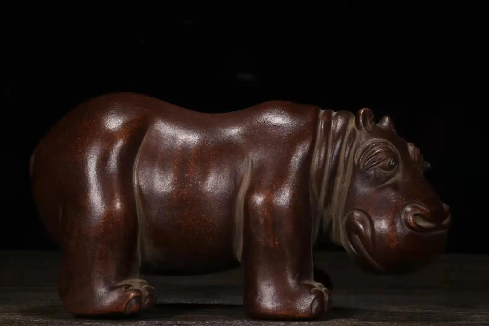 Zisha leading hippopotamus statue, Free shipping