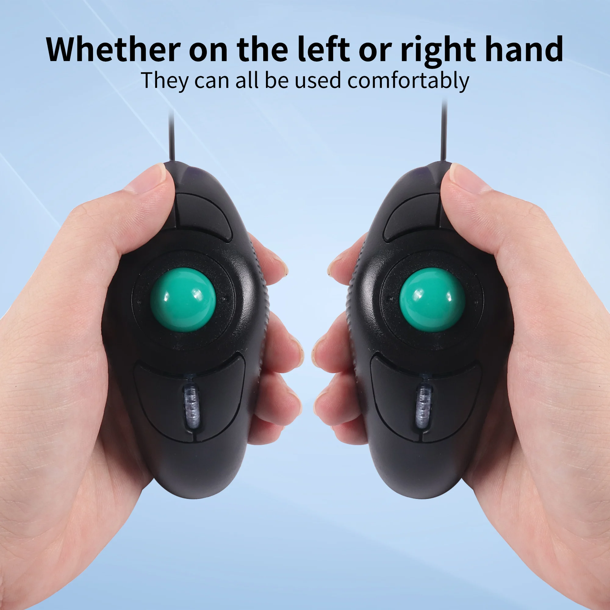 Wireless Trackball Mouse Ergonomic Portable Right Left Hand Wired Mouse USB Optical Handheld Mice For PC Tablet Laptop Computer