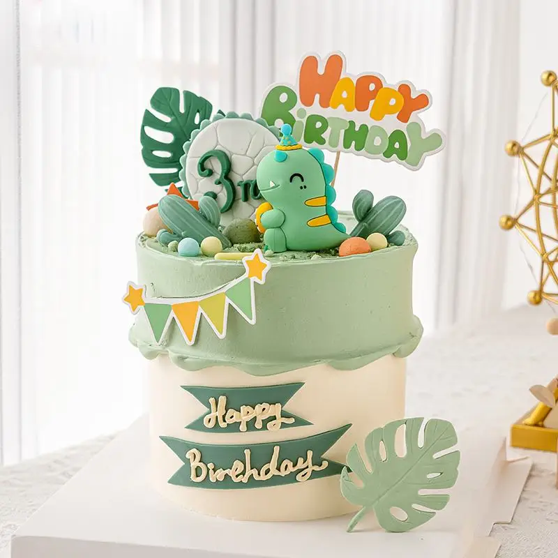 

Cartoon Dinosaur Baby Egg Cake Decoration Card Insertion Cupcake Forest Jungle Birthday Party Dinosaur Party Kids Cake Ornaments