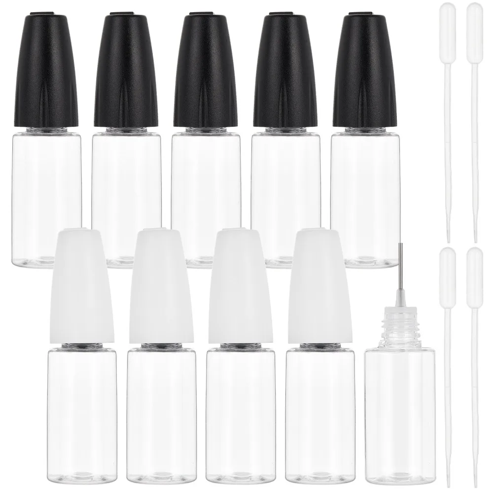 

1set Column PET Refillable Dropper Bottle with Stainless Steel Pin and Disposable Plastic Transfer Pipettes Mixed color
