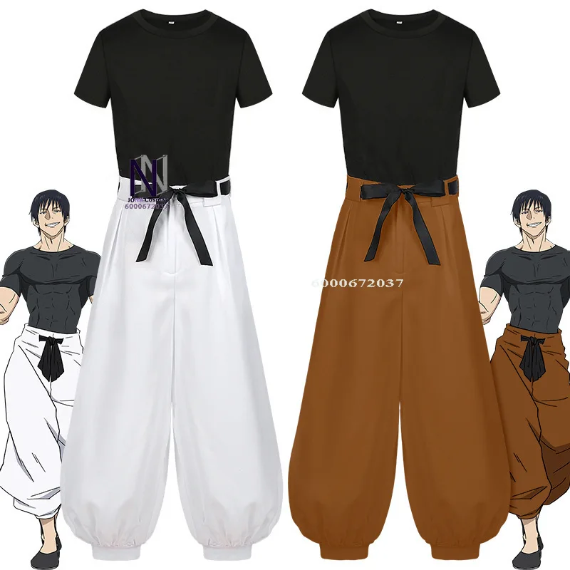 

LOUN-Costume de Cosplay Jujutsu JJK, Manga, Anime Fushigflats, Toji Satoru Gojo, Perruque, T-shirt, Pantalon Rose, Filet, Hallow
