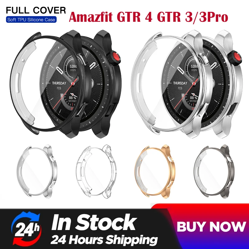 

TPU Protective Cover For Amazfit GTR 4 GTR 3/3Pro Full Coverage Screen Protector For Amazfit GTR4 Watch All-Around Bumper Shell