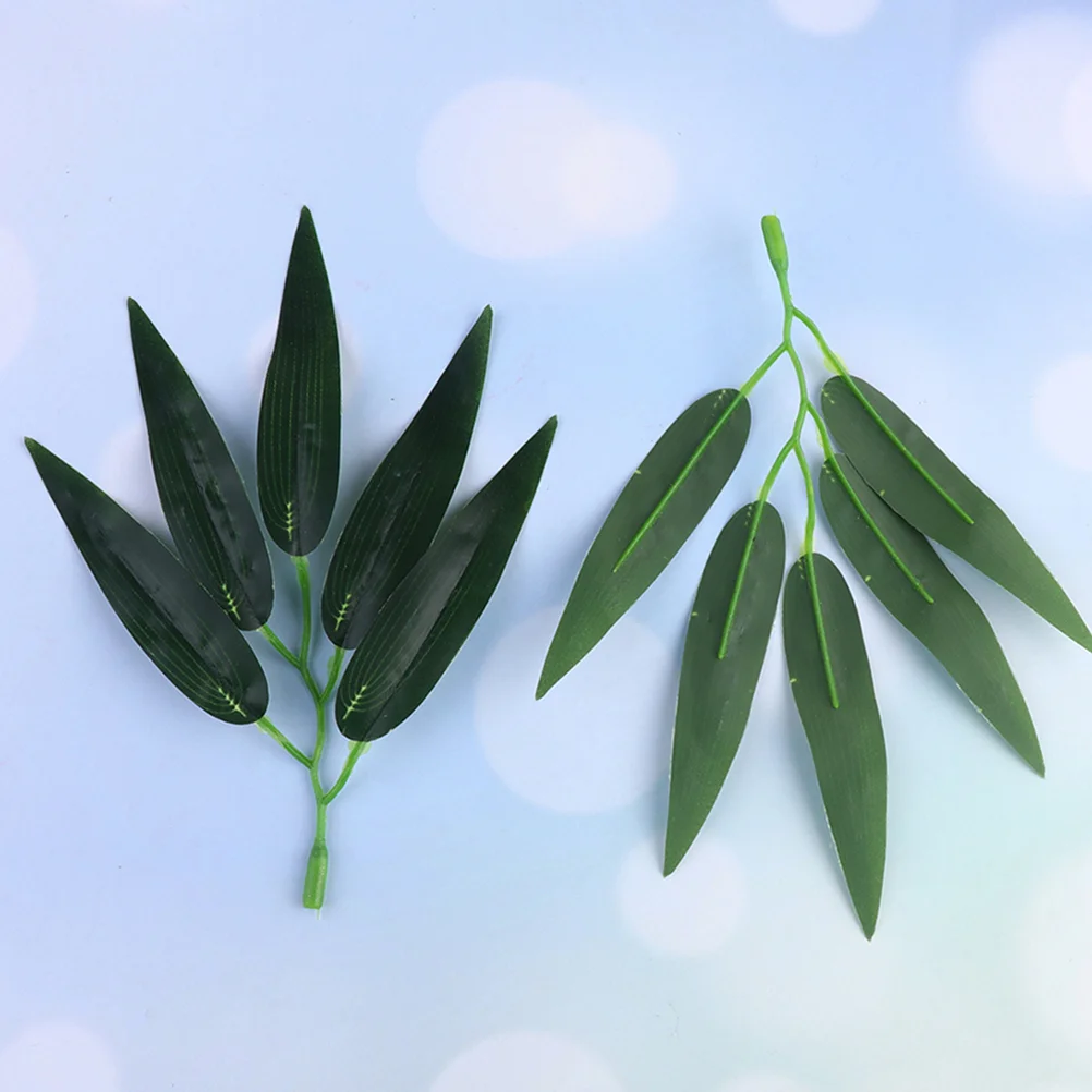 

Five-leaf Small Bamboo Leaves Artificial Plant Fake Realistic Faux Flower Arranging Room Decor for Crafts Arrangement Indoor