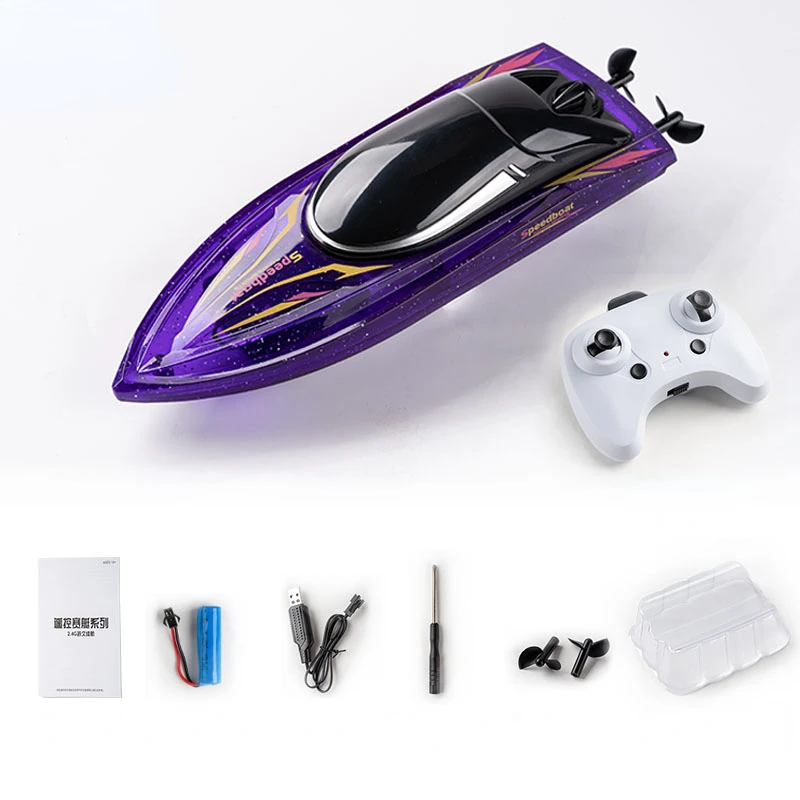 RC Boat Fantasy Color High Speed Dual Motor Speedboat Single Twist Lock Waterproof Structure Flip Reset Toy Boat Gift