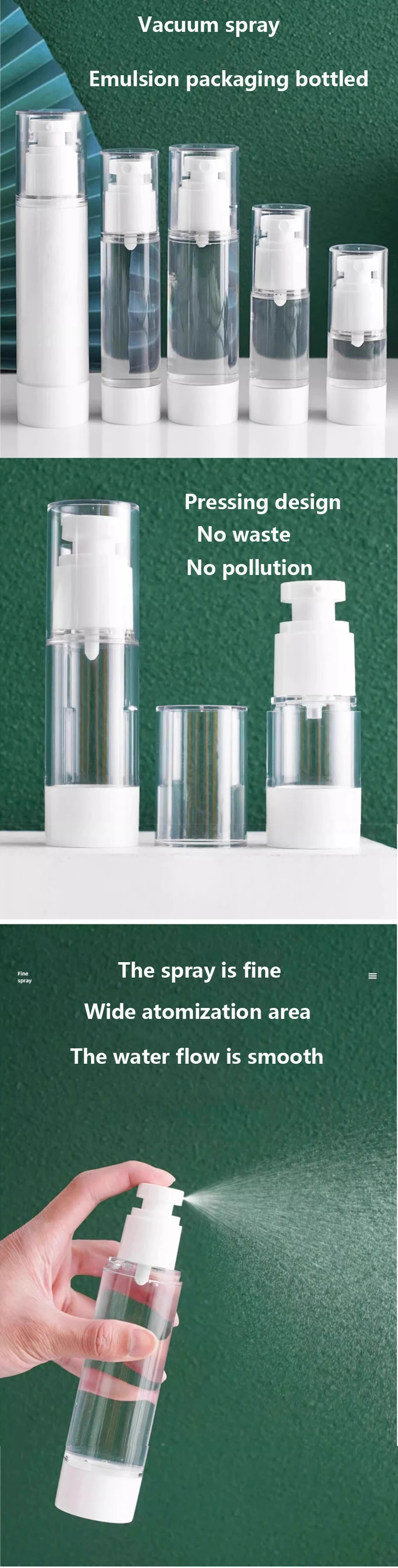 15 ml, 30 ml, 50 ml, 80 ml, 100 ml, klare Airless-Pumpflasche für kosmetische Cremes, Reisegröße, Spender, Make-up-Behälter für Creme, Gel, Lotion – Detail 1