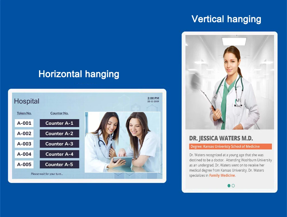 13,3~43 Zoll Wandmontiertes Healthcare-System, Triage-Warteschlangen-System, Arztinformationsanzeige, Digital Signage, Triage-Bildschirm – Detail 12