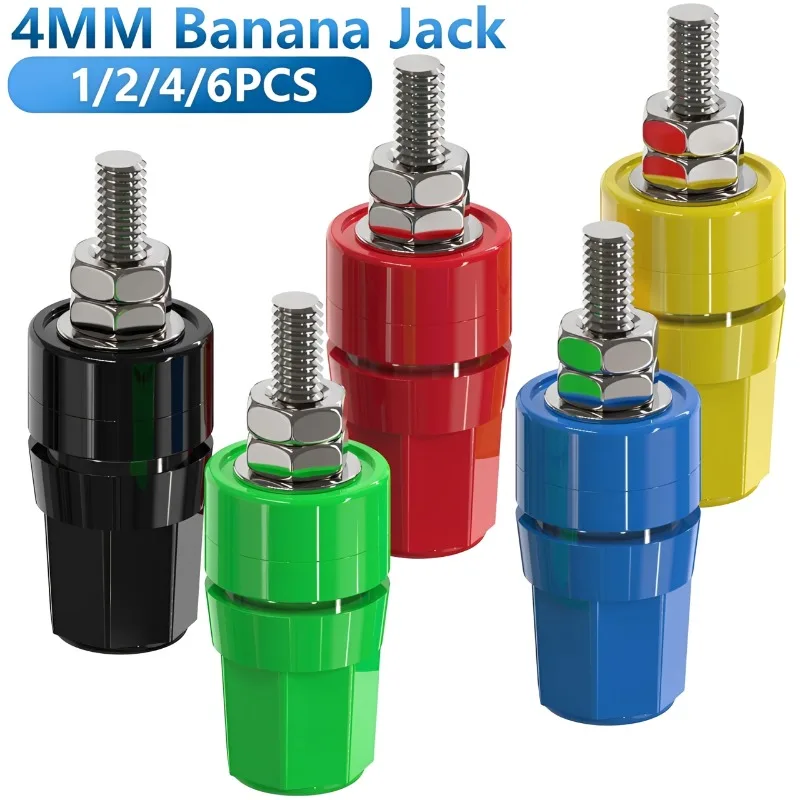 4mm Banana Plug Solderless Quick Connect High Current Gold-Plated Banana Connectors Audio Copper Speakers Amplifier 6/4/1PCS
