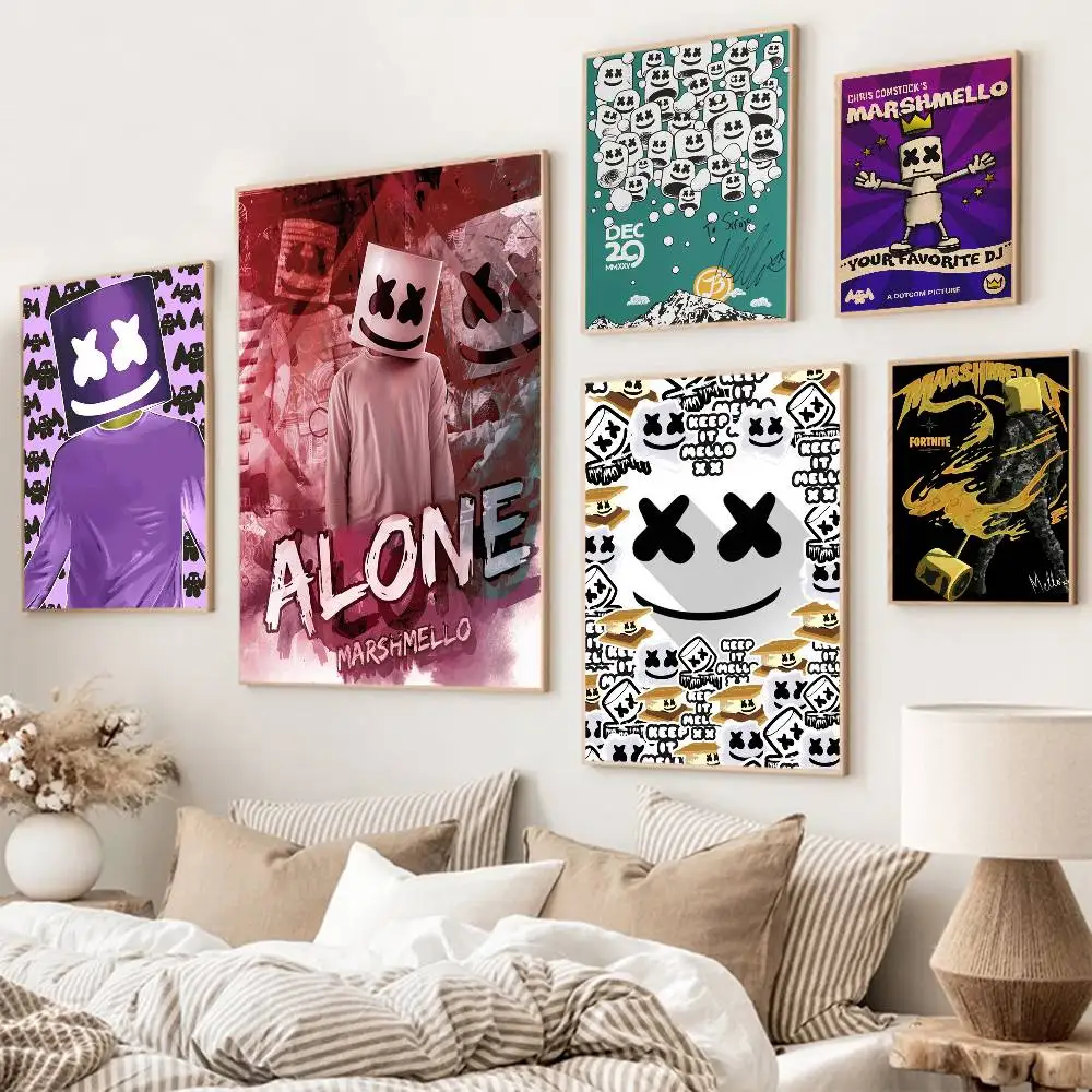 M-Marshmello Dj Classic Vintage Posters Decoracion Painting Wall Art White Kraft Paper Kawaii Room Decor