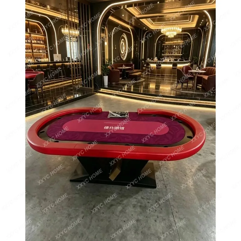 XX Texas Hold'em Table with Cup Slots 8 People Family Party Board and Card Entertainment Game Table