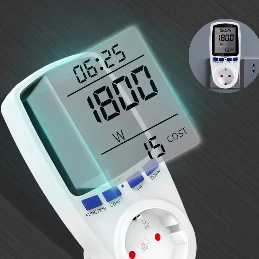 For EU Plug Overload Protection 7 Display Models 220V Digital LCD Power Meter Wattmeter Socket Wattage Kwh Energy Measuring