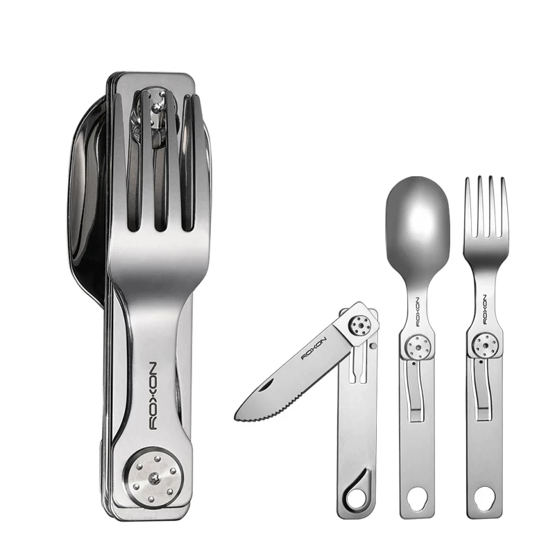 TOP GRADE tainless steel portable outdoor picnic Outdoor camping barbecue travel practical 3 pcs knives forks spoons tableware