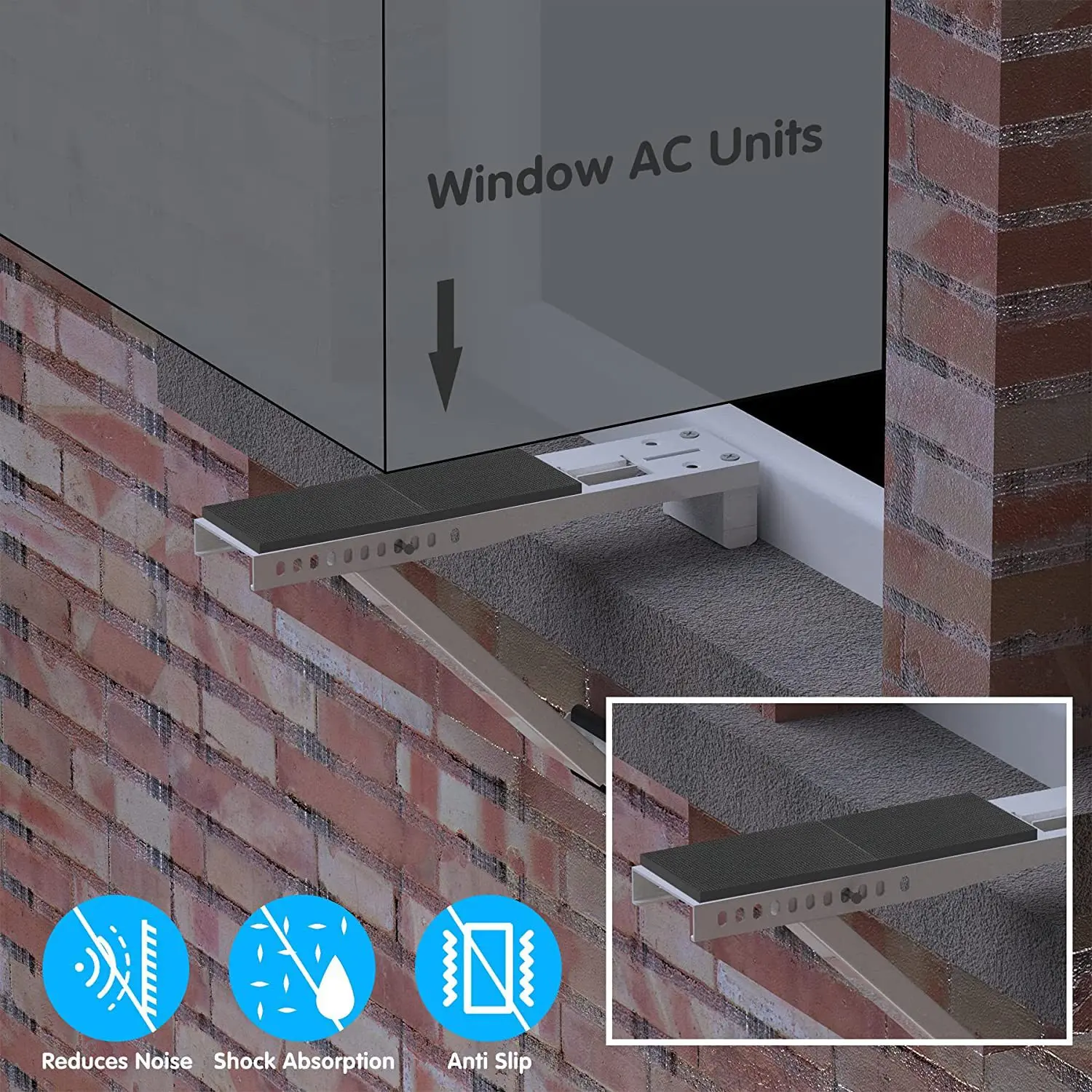 No Drill Window Air Conditioner Bracket, Punch-Free Outdoor Portable AC Support Mount, No Damage to Exterior Wall Installation