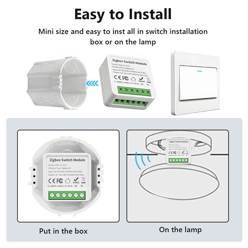 ZigBee Relay Switch Module 4 Channels AC100-240V on/Off SwitchJAS