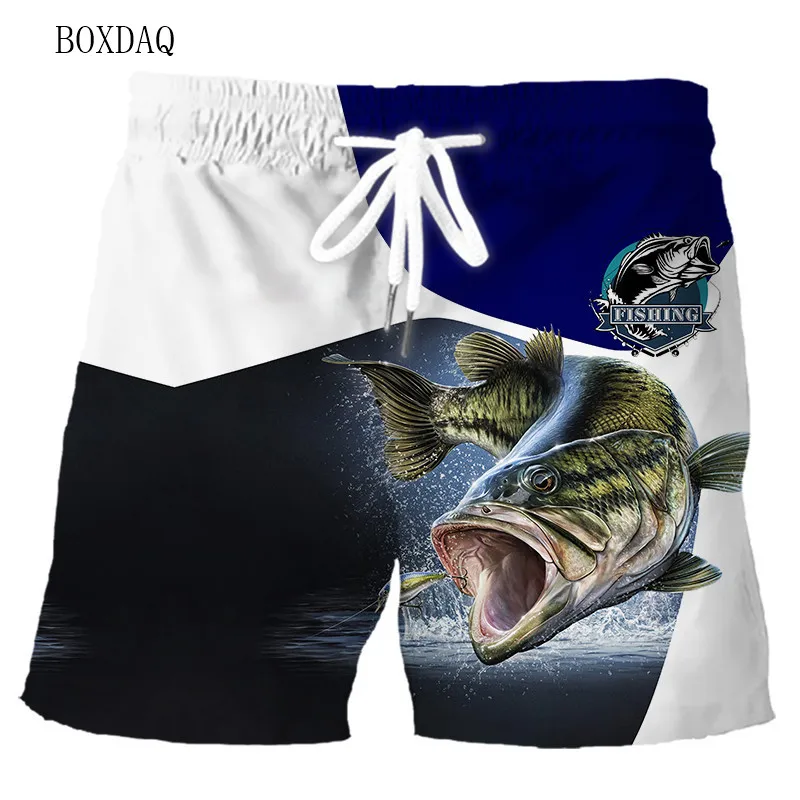 Men's Fishing Shorts Summer 3d Fish Printed Beach Shorts Elasticity Waist Loose Casual Oversized Man Shorts 6XL Plus Size