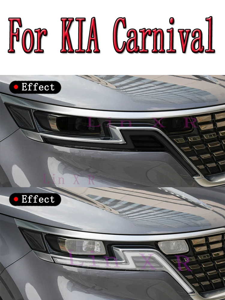 

2 Pcs Car Headlight Tint Smoked Black Protective Film Front Light TPU Sticker For KIA Carnival 2020-2022 Accessories