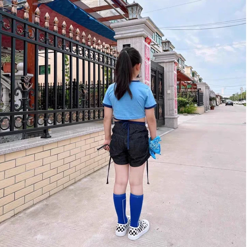 Meisjes Hip Hop Outfits Crop Tops Cargo Broek Kinderen Streetwear Kleding Sets Kids Mini Shorts Street Dance Jazz Tonen Kostuums