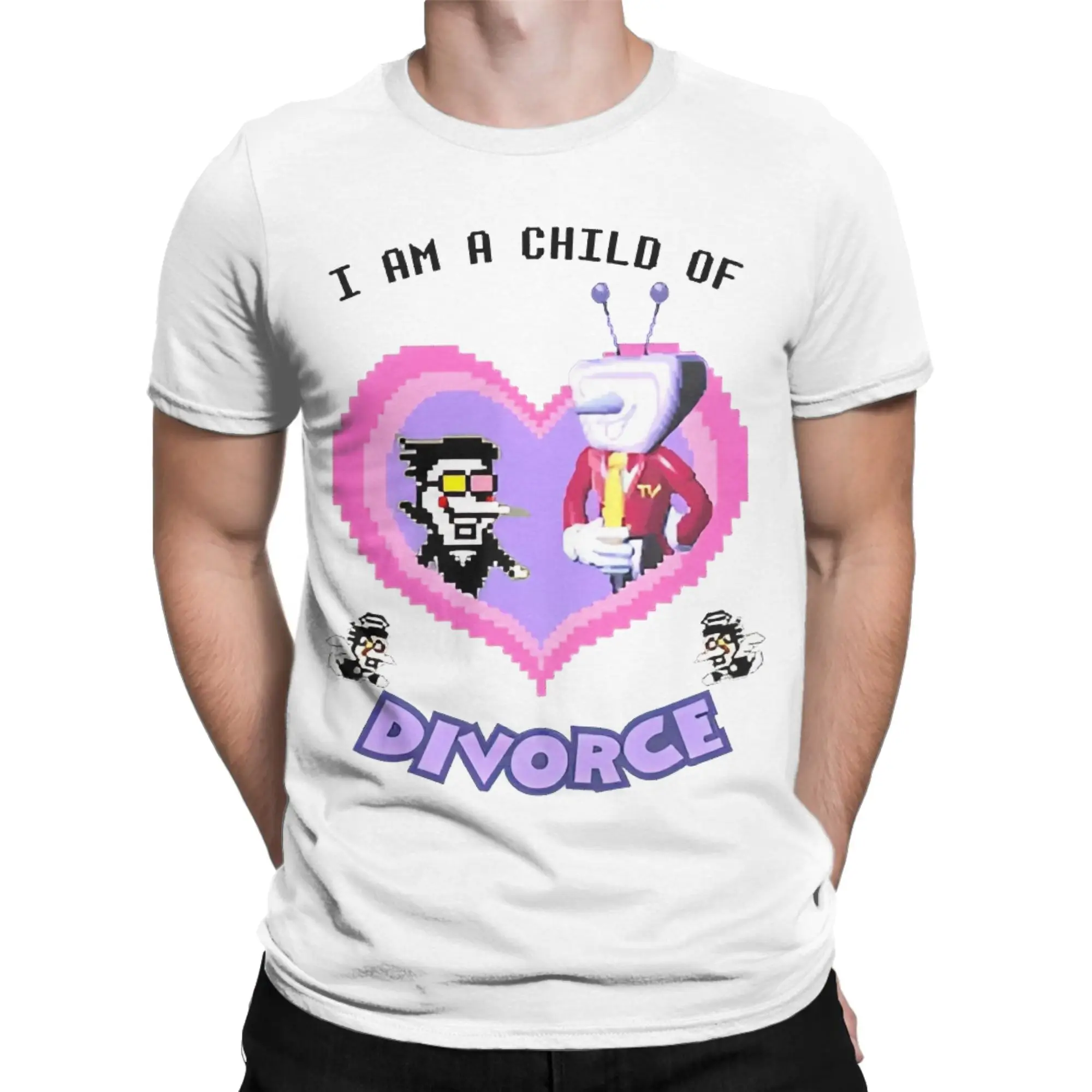 Men Women Spamton and Tenna Child of Divorce Deltarune Game T Shirt Pure Cotton Graphic Printing Tee Shirts  Clothing Outfits