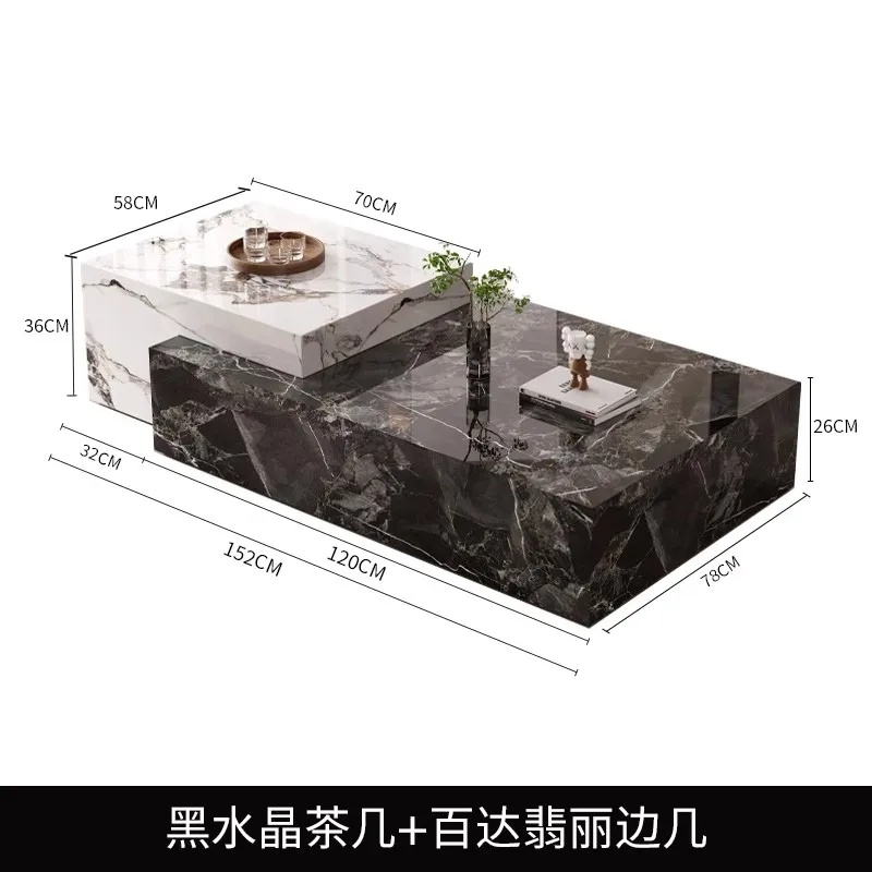 Italian minimalist rock slab coffee table living room household small apartment modern minimalist creative light luxury high sen