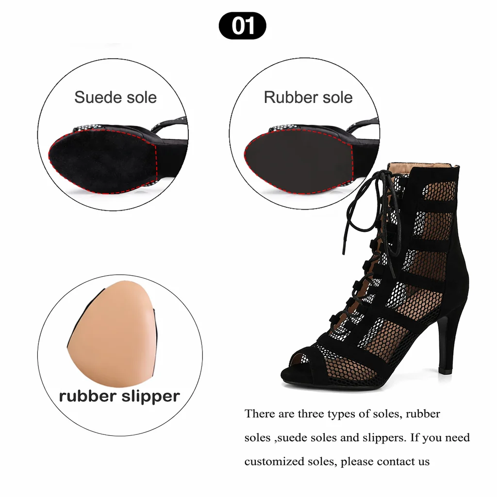 Ladies Sexy Lace-up Ankle Dance Boots Women Stiletto High Heels Leather Jazz Party Ballroom Pole Dance Shoes Fashion Trend
