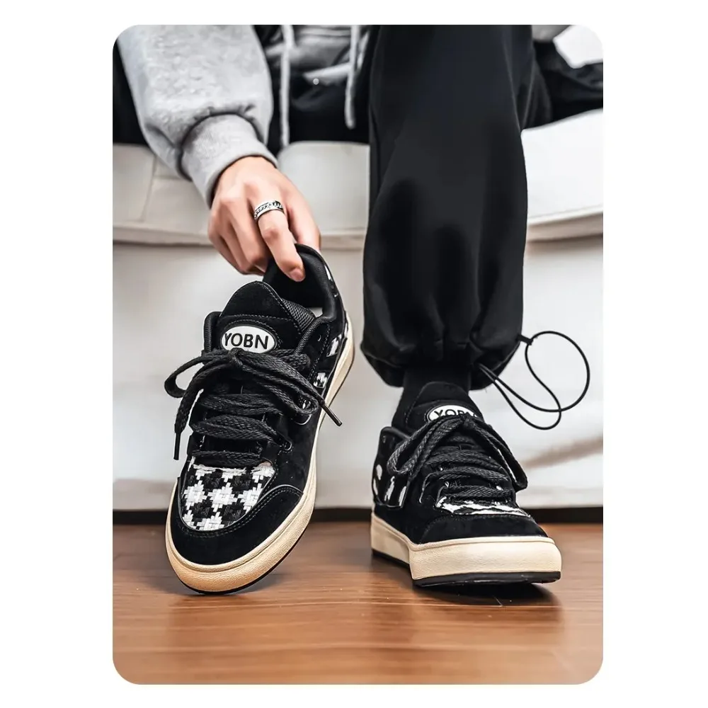 

Men's Vulcanized Shoes, A Niche Color-blocked New Lace-up Flat Heel Trend Brand, Four-season Anti-slip Soft-soled Board Shoes