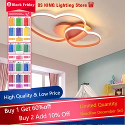 Princess Heart LED Modern Ceiling Lights Surface Dimmable Children Girl Room Living Room Wedding Decor Chandelier Fairy Lamp