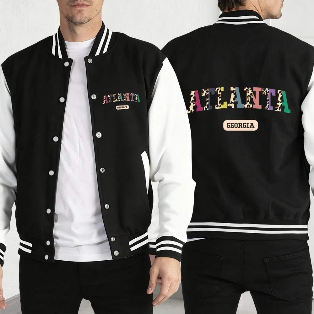 

The Urban Alphabet Of Artistic Form Male Jacket All-Match Fleece Baseball Jersey Retro Casual Clothing Mens Autumn Loose Coat