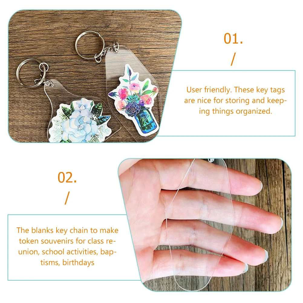 30 مجموعة فارغة الاكريليك سلسلة العلامات Diy بها بنفسك الحرفية كيرينغ المنظم الأمتعة معرف التسمية مفتاح قلادة ديكور علامة معلقة حامل مفتاح فريد #6