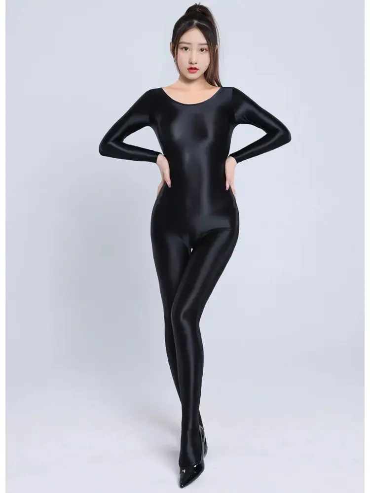 M XL Unisex Bust Seamless Glossy Shiny Bodystocking Catsuit Tights Hot Sexy Leotard Conjoined Jumpsuit Unitard Bodsuit One Piece