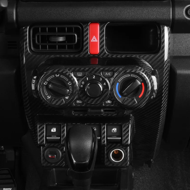 For Suzuki Jimny JB64 JB74 Carbon Fiber Car Center Console Air Conditioning Mode Control Panel Frame Trim Stickers Car Accessory