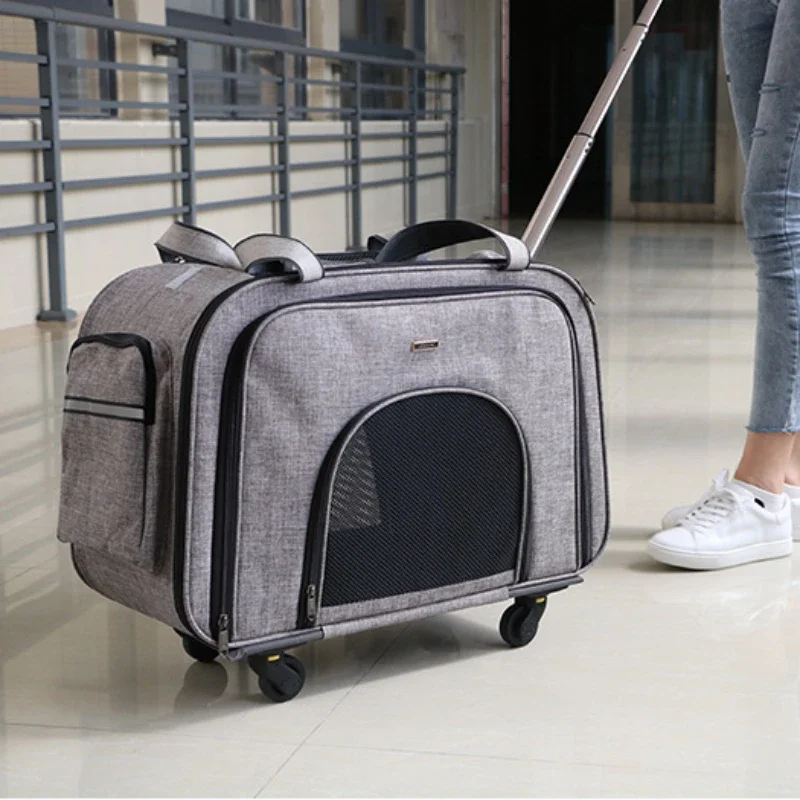 

Pet Trolley Case Dog Trolley Bag Cat Carry on Suitcase Pet's Mobile Nest Foldable Storage Pet Carrying Item Cat Carrier Bag