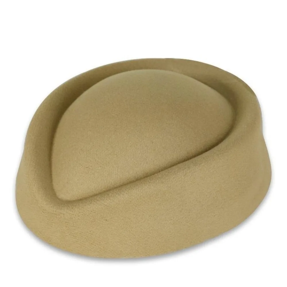

Versatile British Retro Top Hats Solid Formal Felt Beret Concave Top Stewardess Hat Cosplay Costume